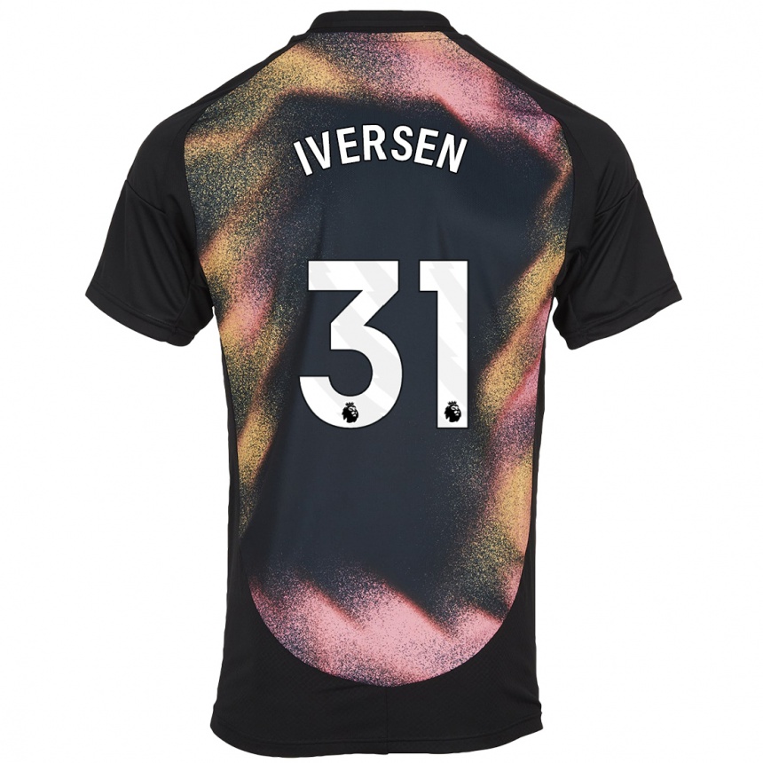 Enfant Football Maillot Daniel Iversen #31 Noir Blanc Tenues Extérieur 2024/25