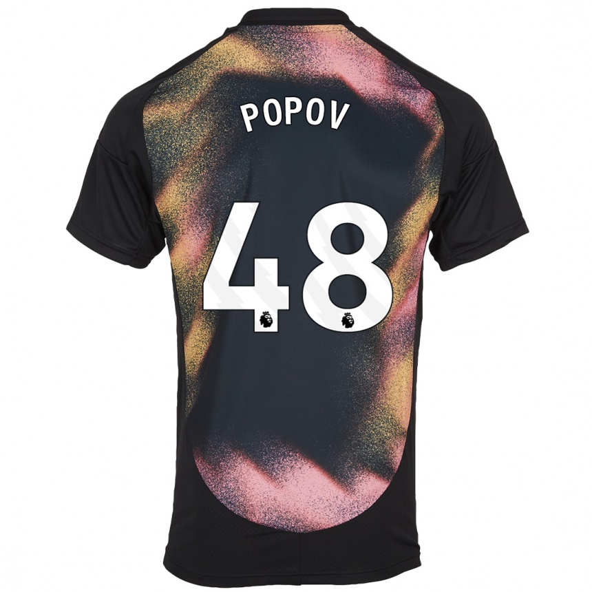 Enfant Football Maillot Chris Popov #48 Noir Blanc Tenues Extérieur 2024/25