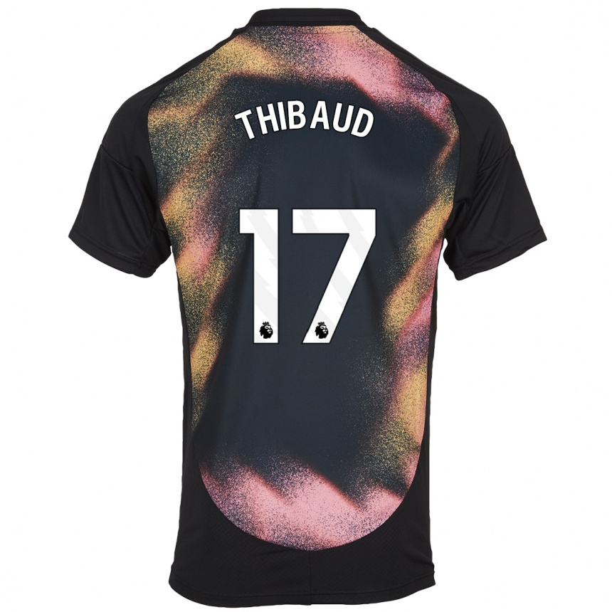 Enfant Football Maillot Julie Thibaud #17 Noir Blanc Tenues Extérieur 2024/25