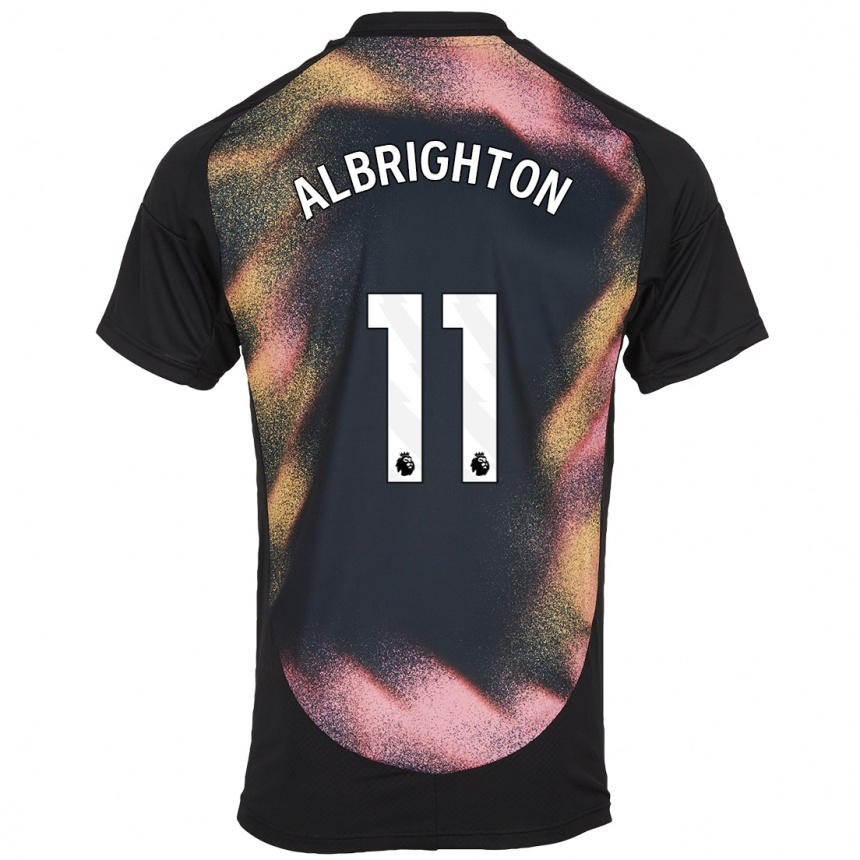 Enfant Football Maillot Marc Albrighton #11 Noir Blanc Tenues Extérieur 2024/25