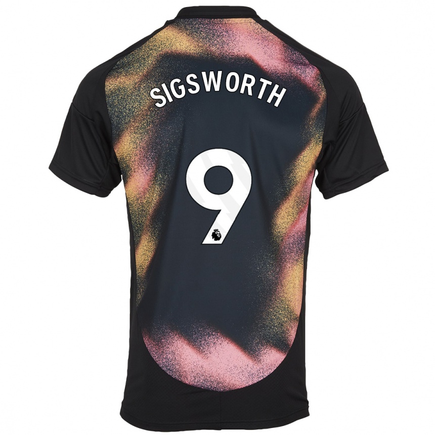 Enfant Football Maillot Jessica Sigsworth #9 Noir Blanc Tenues Extérieur 2024/25