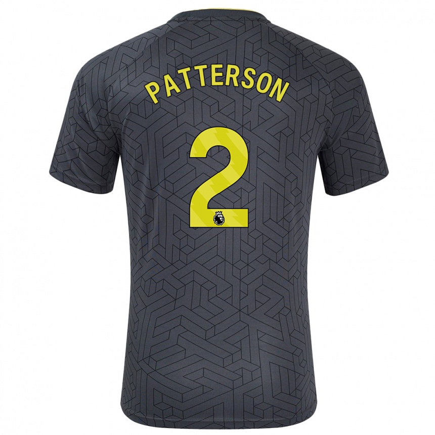 Enfant Football Maillot Nathan Patterson #2 Noir Jaune Tenues Extérieur 2024/25