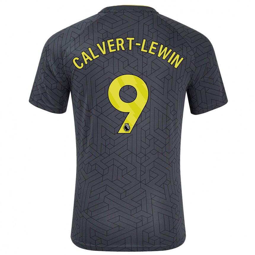 Enfant Football Maillot Dominic Calvert-Lewin #9 Noir Jaune Tenues Extérieur 2024/25