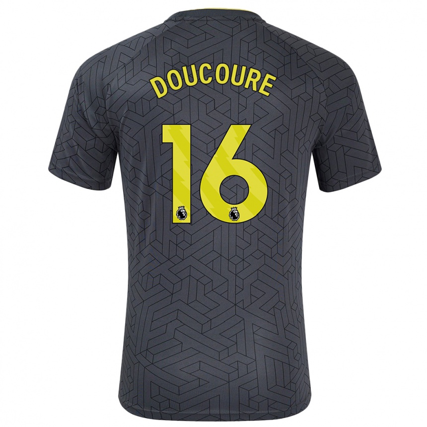 Enfant Football Maillot Abdoulaye Doucouré #16 Noir Jaune Tenues Extérieur 2024/25