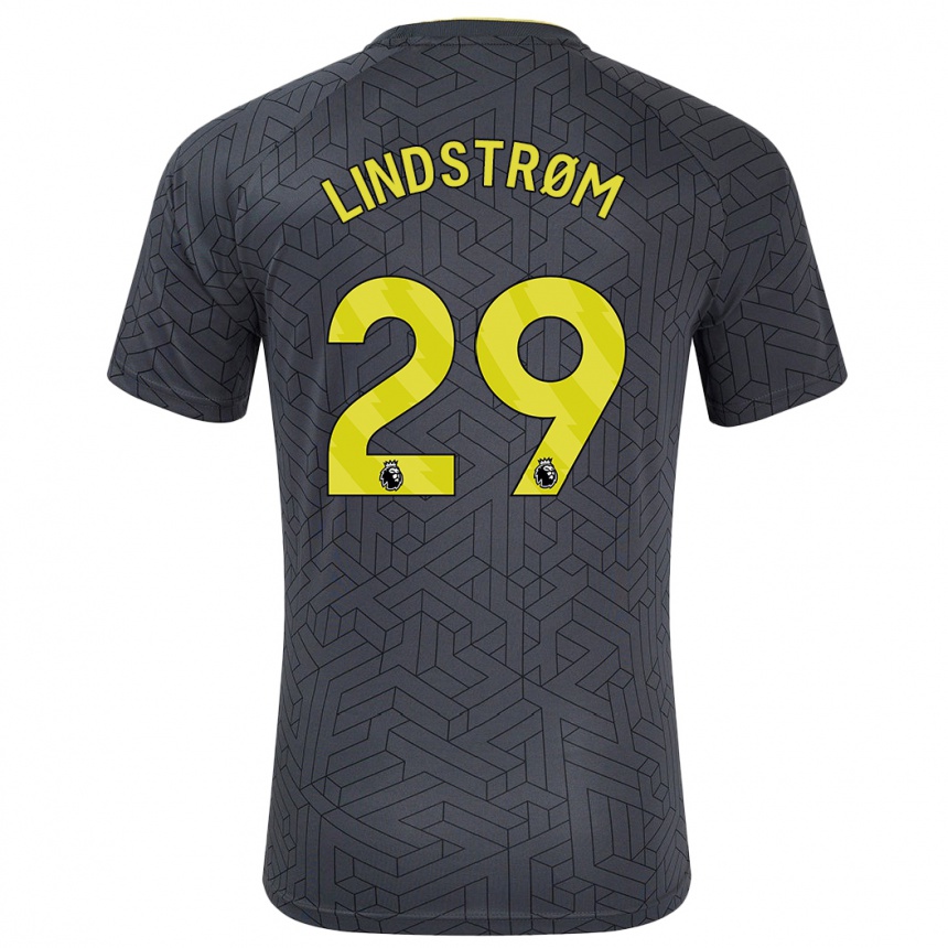 Enfant Football Maillot Jesper Lindstrøm #29 Noir Jaune Tenues Extérieur 2024/25