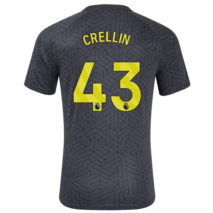 Enfant Football Maillot Billy Crellin #43 Noir Jaune Tenues Extérieur 2024/25