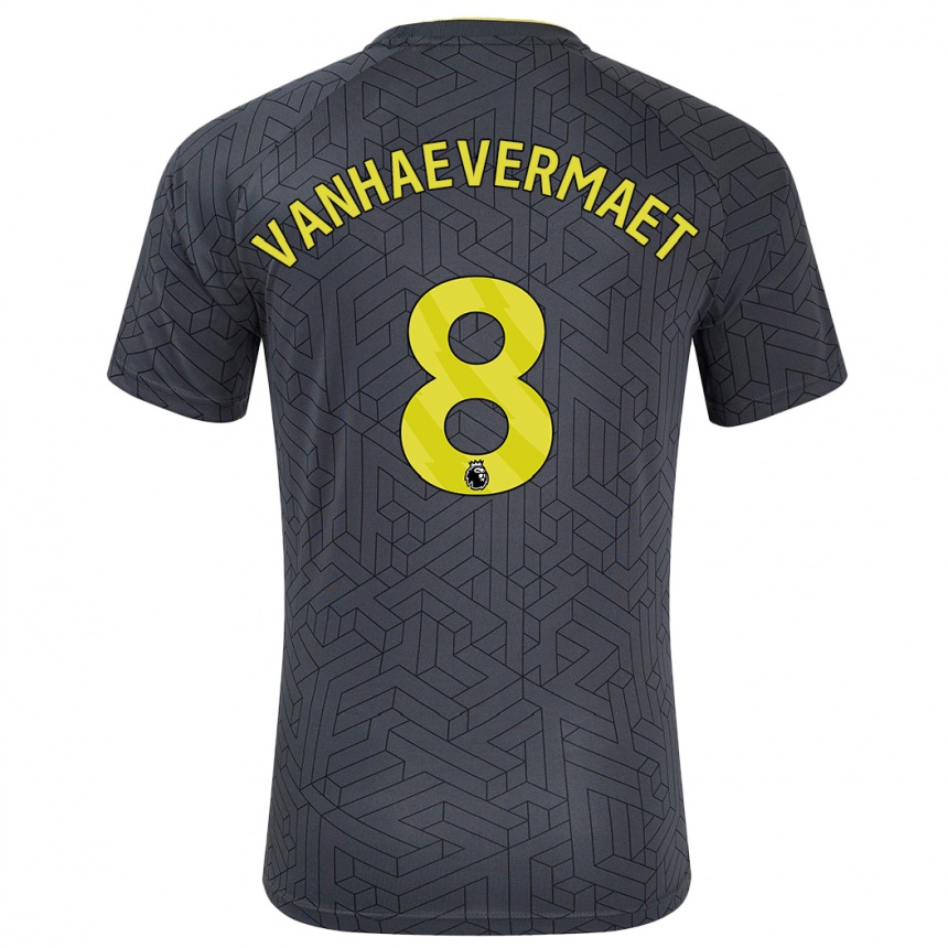 Enfant Football Maillot Justine Vanhaevermaet #8 Noir Jaune Tenues Extérieur 2024/25