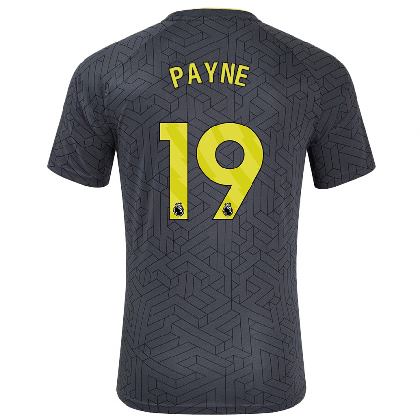 Enfant Football Maillot Heather Payne #19 Noir Jaune Tenues Extérieur 2024/25