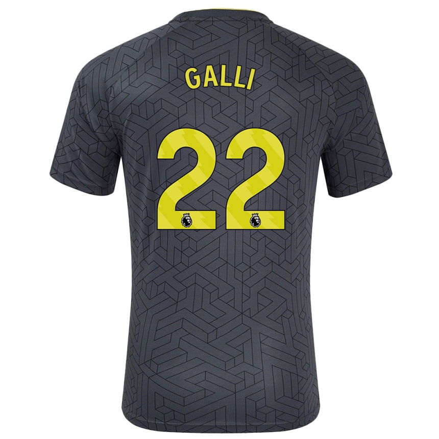 Enfant Football Maillot Aurora Galli #22 Noir Jaune Tenues Extérieur 2024/25