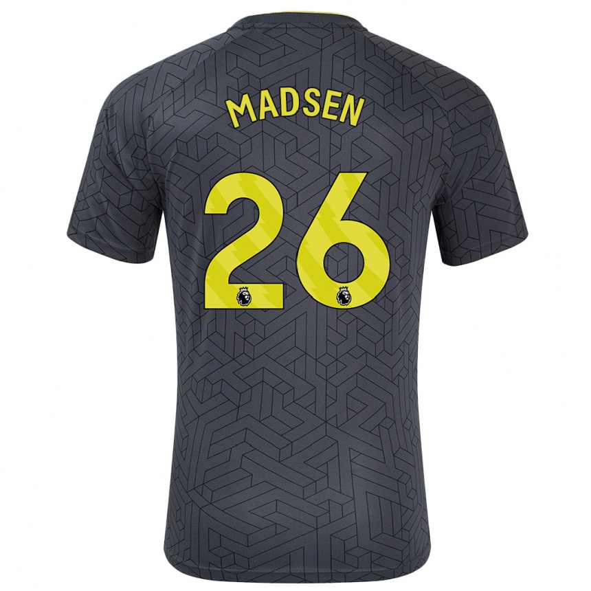 Enfant Football Maillot Rikke Madsen #26 Noir Jaune Tenues Extérieur 2024/25