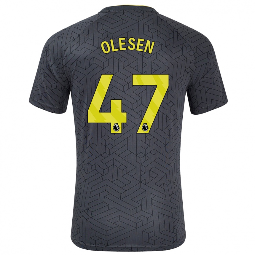 Enfant Football Maillot Karoline Olesen #47 Noir Jaune Tenues Extérieur 2024/25