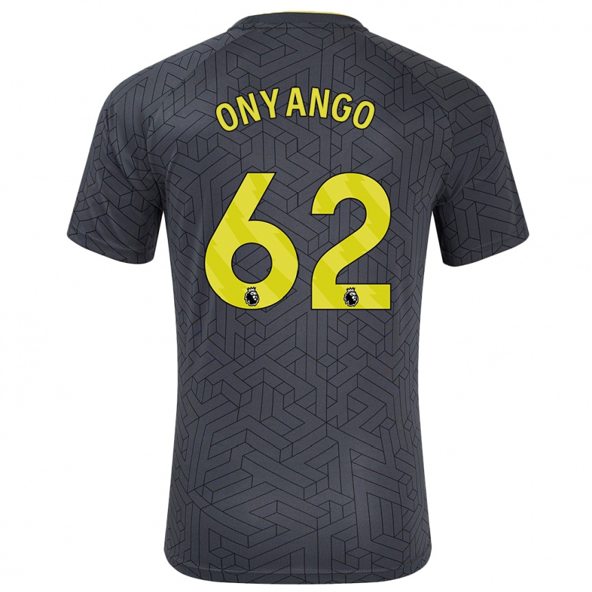 Enfant Football Maillot Tyler Onyango #62 Noir Jaune Tenues Extérieur 2024/25