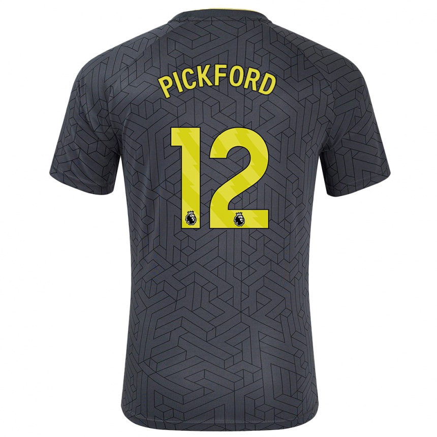 Enfant Football Maillot Jordan Pickford #12 Noir Jaune Tenues Extérieur 2024/25