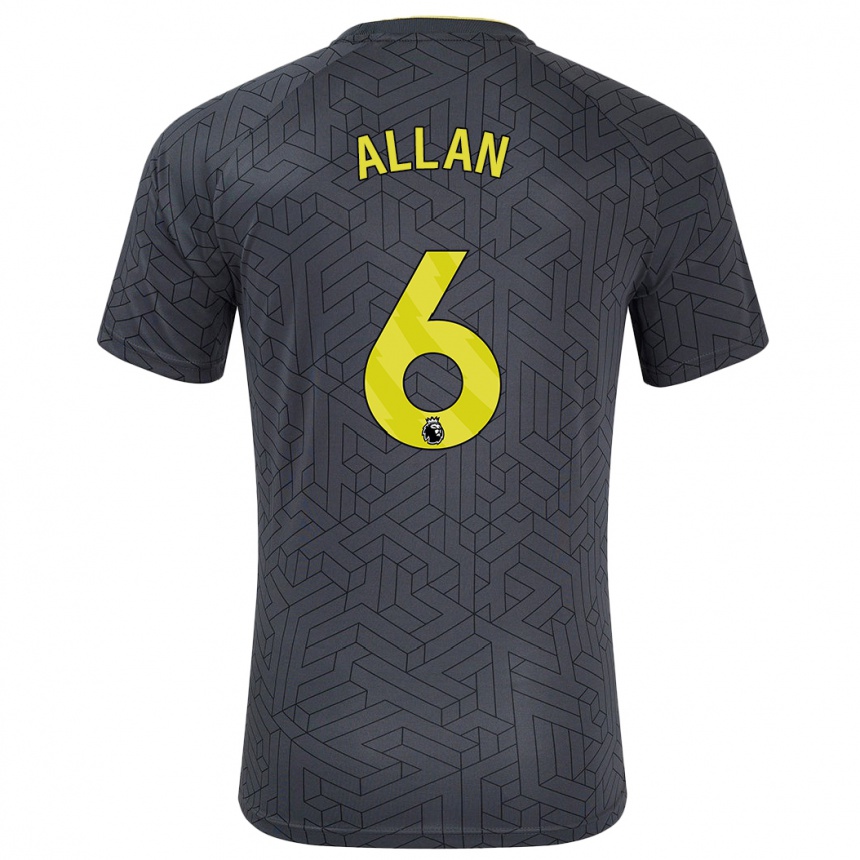 Enfant Football Maillot Allan #6 Noir Jaune Tenues Extérieur 2024/25