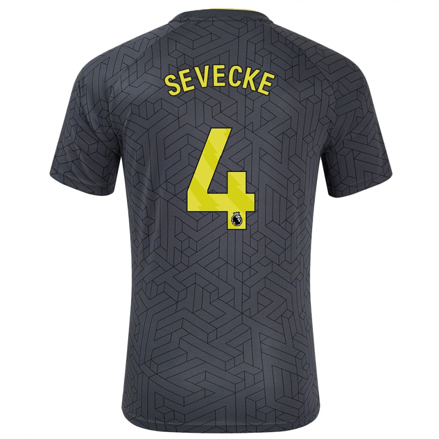 Enfant Football Maillot Rikke Sevecke #4 Noir Jaune Tenues Extérieur 2024/25