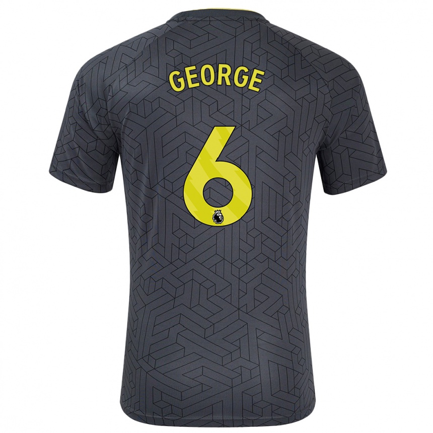 Enfant Football Maillot Gabrielle George #6 Noir Jaune Tenues Extérieur 2024/25