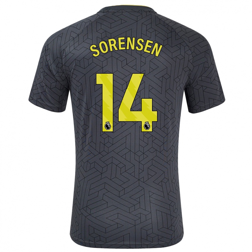 Enfant Football Maillot Nicoline Sorensen #14 Noir Jaune Tenues Extérieur 2024/25