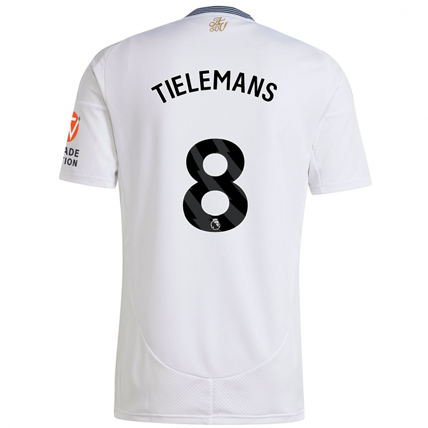 Enfant Football Maillot Youri Tielemans #8 Blanc Tenues Extérieur 2024/25