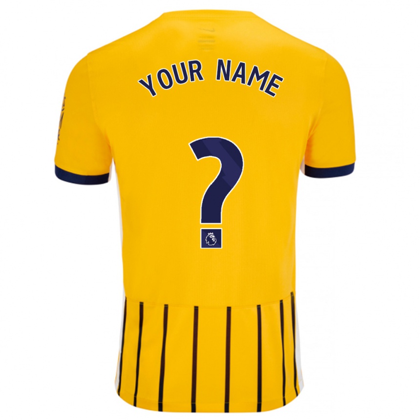 Enfant Football Maillot Votre Nom #0 Doré Bleu À Fines Rayures Tenues Extérieur 2024/25