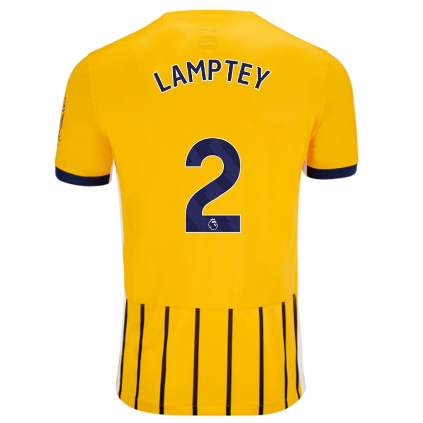 Enfant Football Maillot Tariq Lamptey #2 Doré Bleu À Fines Rayures Tenues Extérieur 2024/25