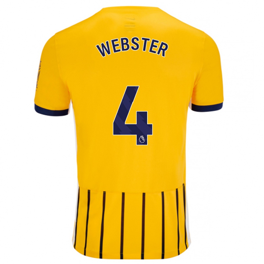 Enfant Football Maillot Adam Webster #4 Doré Bleu À Fines Rayures Tenues Extérieur 2024/25