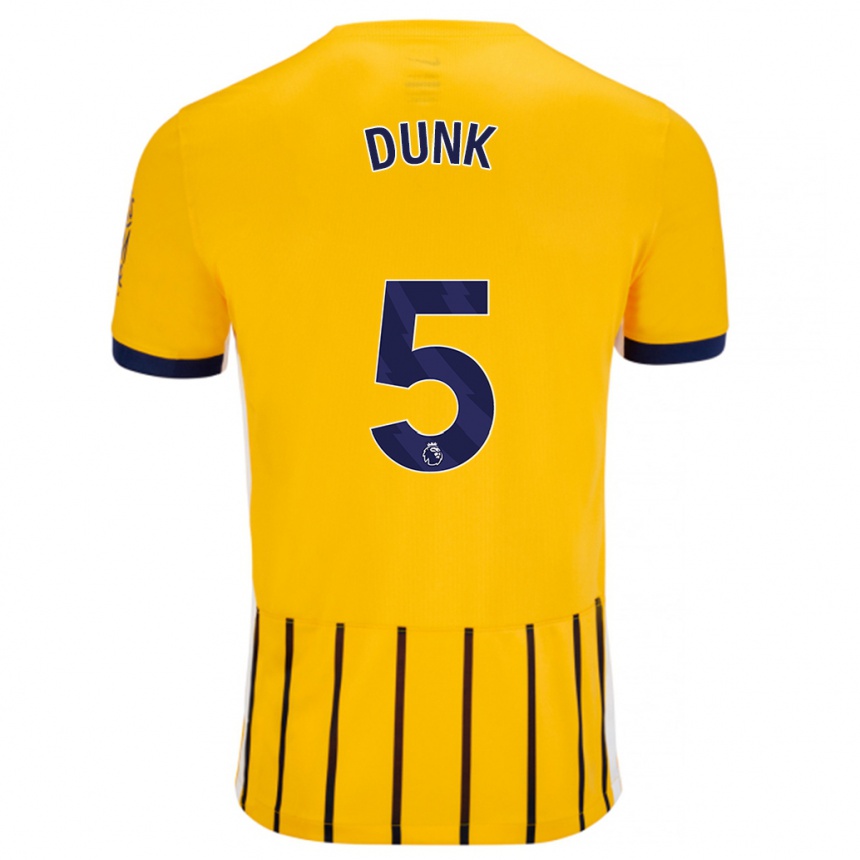 Enfant Football Maillot Lewis Dunk #5 Doré Bleu À Fines Rayures Tenues Extérieur 2024/25