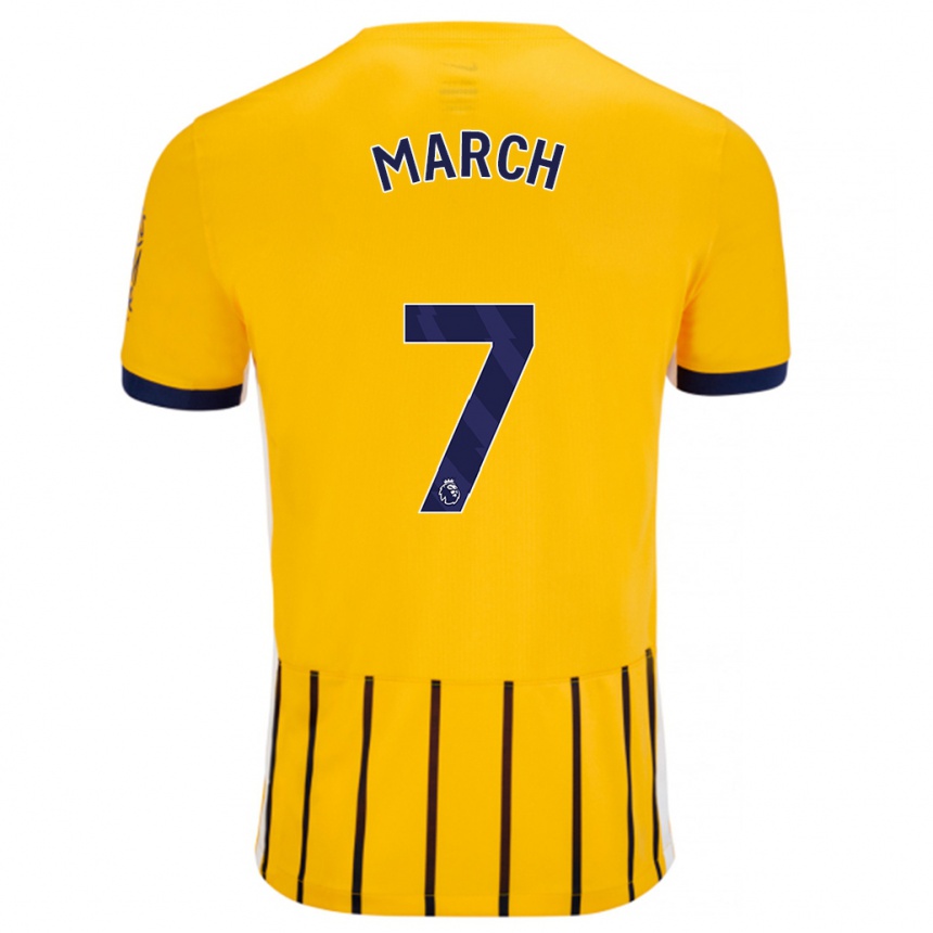 Enfant Football Maillot Solly March #7 Doré Bleu À Fines Rayures Tenues Extérieur 2024/25