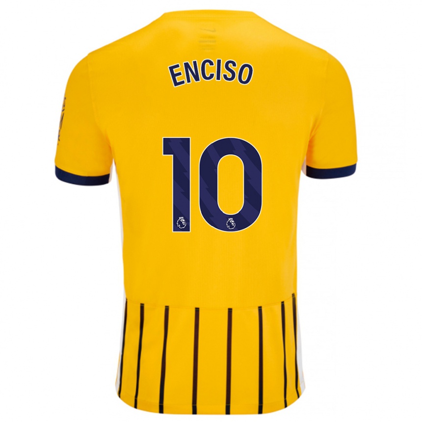 Enfant Football Maillot Julio Enciso #10 Doré Bleu À Fines Rayures Tenues Extérieur 2024/25