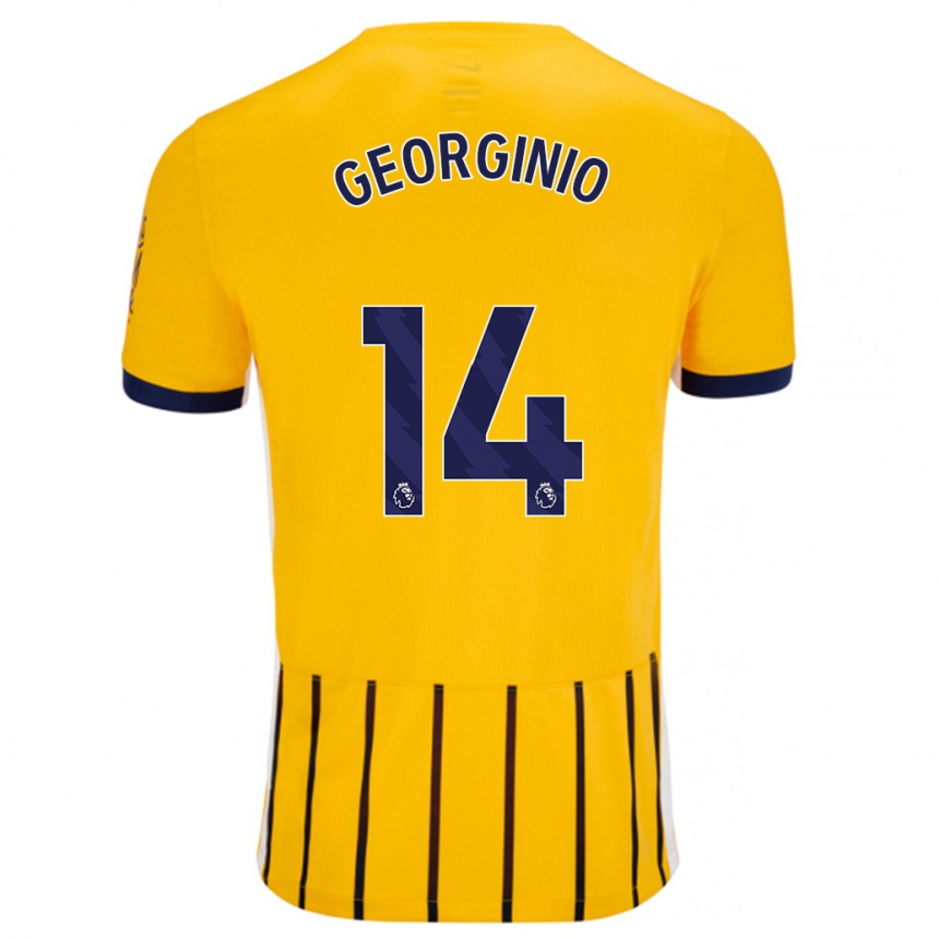 Enfant Football Maillot Georginio Rutter #14 Doré Bleu À Fines Rayures Tenues Extérieur 2024/25