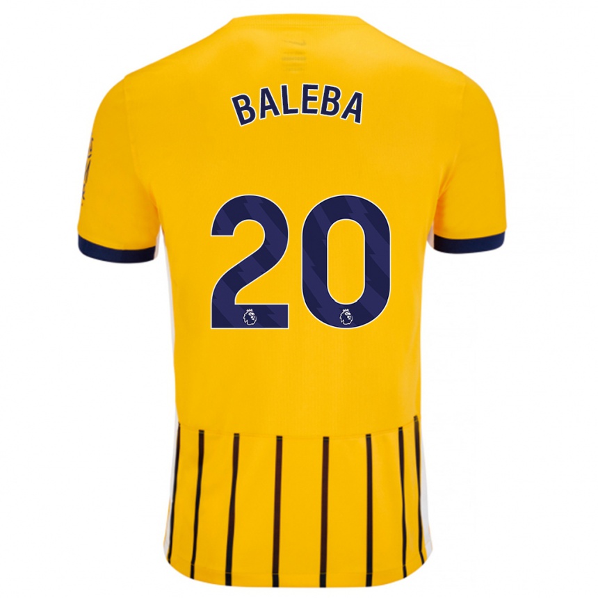 Enfant Football Maillot Carlos Baleba #20 Doré Bleu À Fines Rayures Tenues Extérieur 2024/25