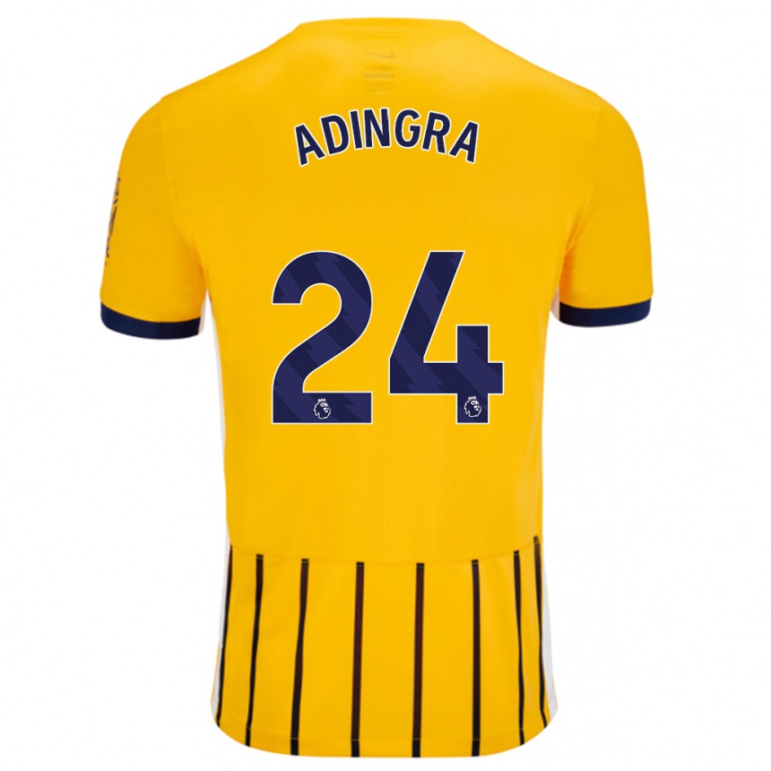 Enfant Football Maillot Simon Adingra #24 Doré Bleu À Fines Rayures Tenues Extérieur 2024/25