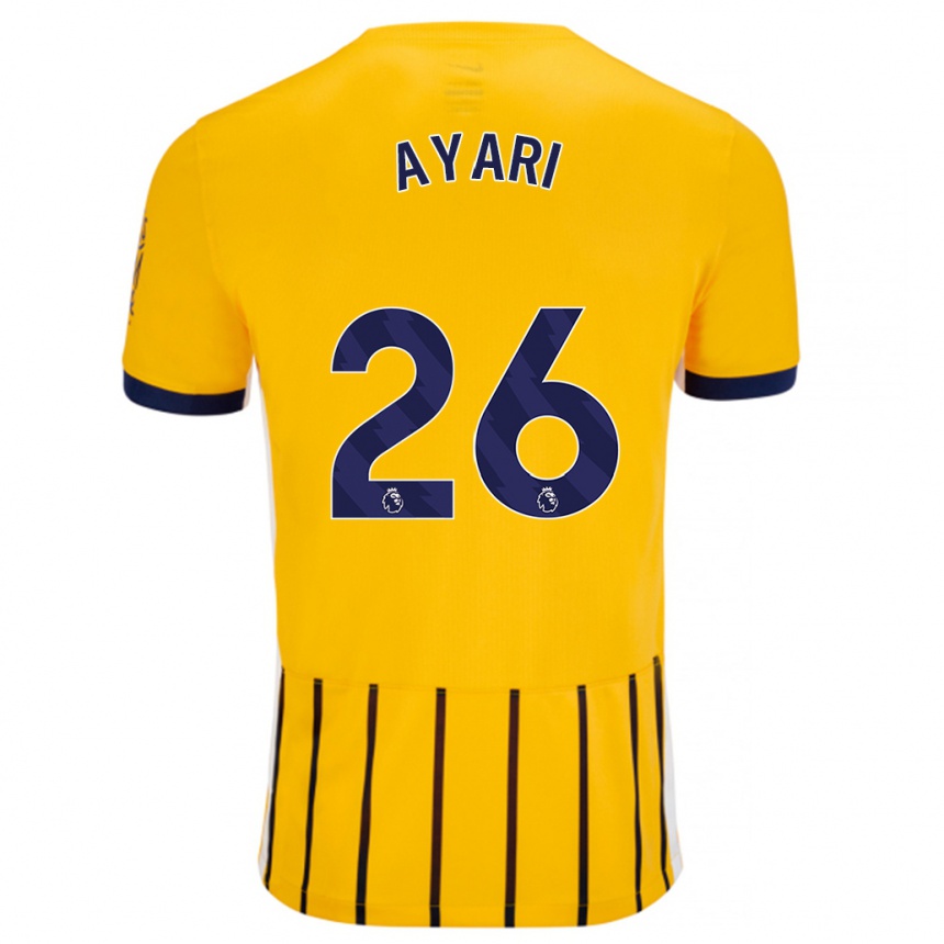 Enfant Football Maillot Yasin Ayari #26 Doré Bleu À Fines Rayures Tenues Extérieur 2024/25