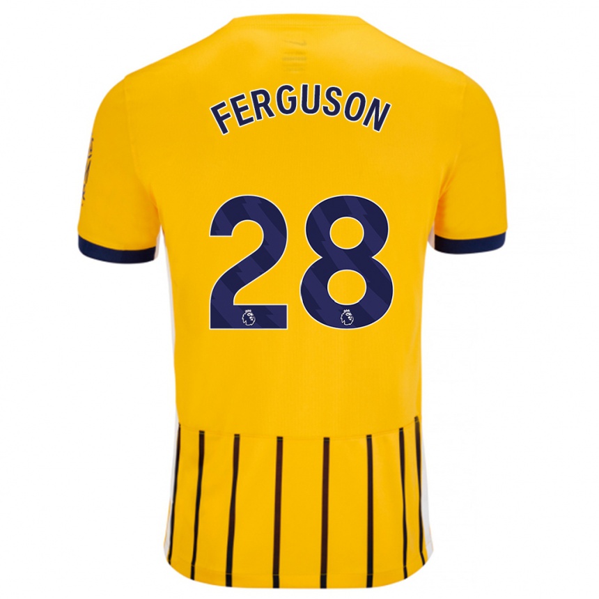 Enfant Football Maillot Evan Ferguson #28 Doré Bleu À Fines Rayures Tenues Extérieur 2024/25