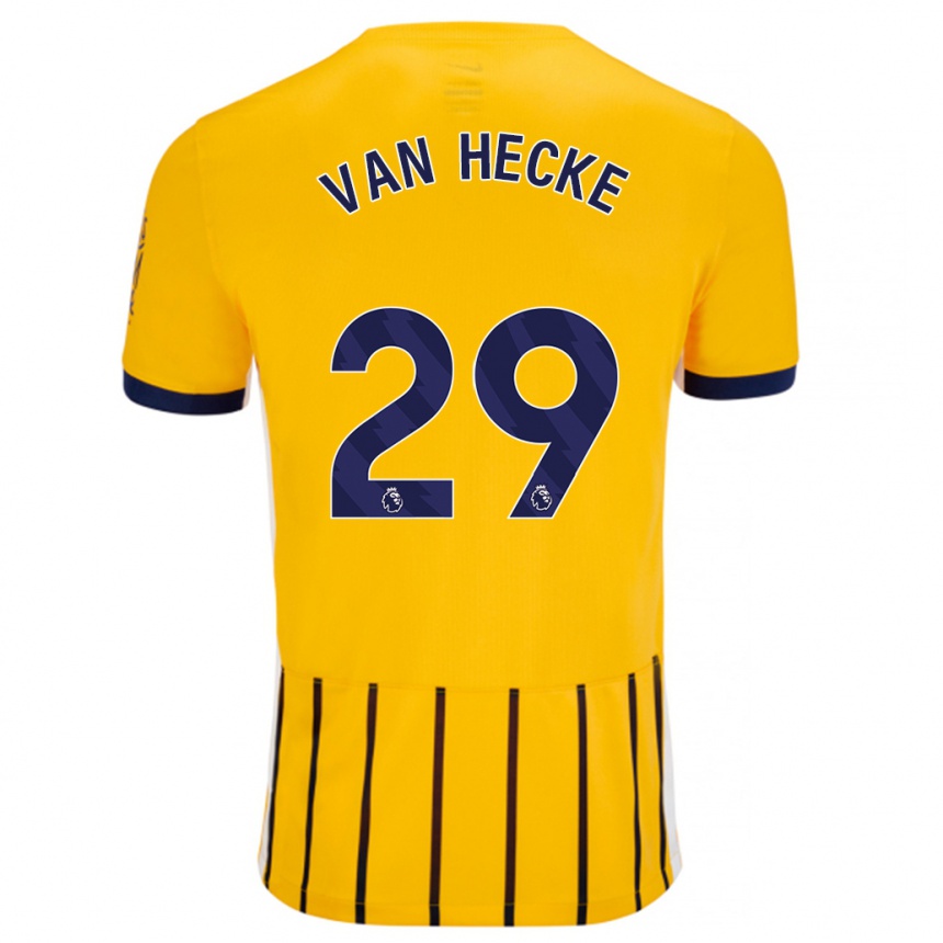 Enfant Football Maillot Jan Paul Van Hecke #29 Doré Bleu À Fines Rayures Tenues Extérieur 2024/25