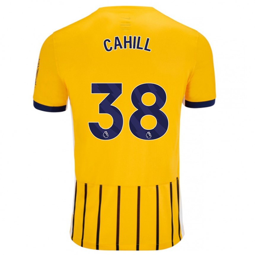 Enfant Football Maillot Killian Cahill #38 Doré Bleu À Fines Rayures Tenues Extérieur 2024/25