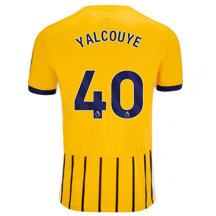 Enfant Football Maillot Malick Junior Yalcouyé #40 Doré Bleu À Fines Rayures Tenues Extérieur 2024/25