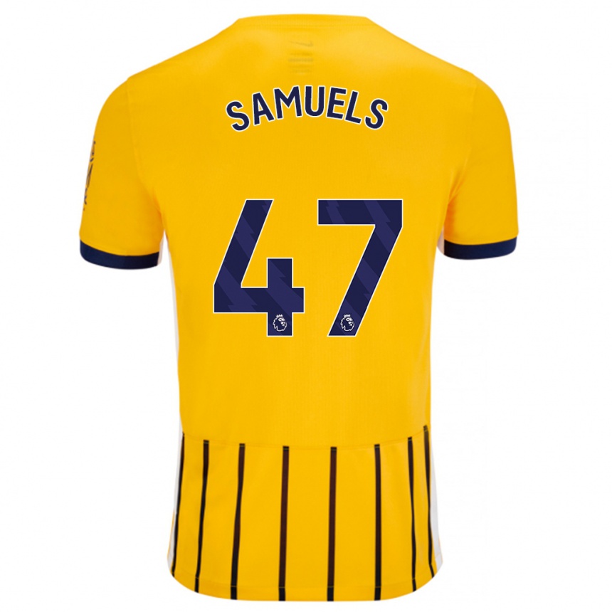 Enfant Football Maillot Imari Samuels #47 Doré Bleu À Fines Rayures Tenues Extérieur 2024/25