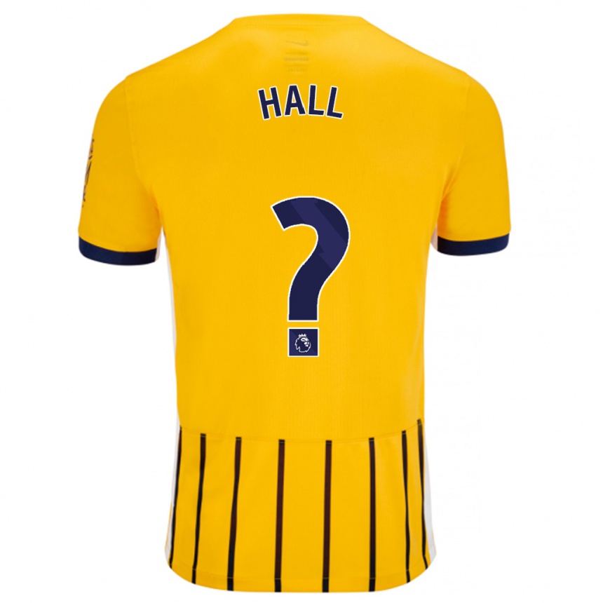 Enfant Football Maillot Steven Hall #0 Doré Bleu À Fines Rayures Tenues Extérieur 2024/25