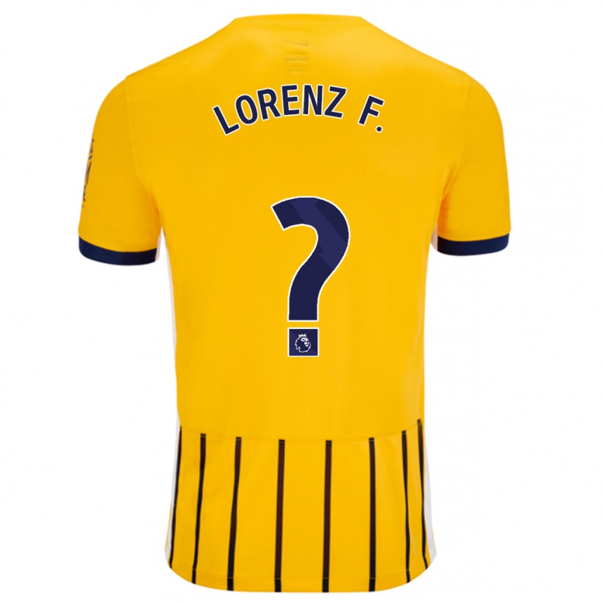 Enfant Football Maillot Lorenz Ferdinand #0 Doré Bleu À Fines Rayures Tenues Extérieur 2024/25