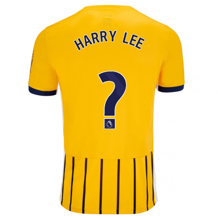 Enfant Football Maillot Harry Lee #0 Doré Bleu À Fines Rayures Tenues Extérieur 2024/25