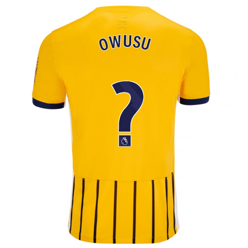 Enfant Football Maillot Yussif Owusu #0 Doré Bleu À Fines Rayures Tenues Extérieur 2024/25