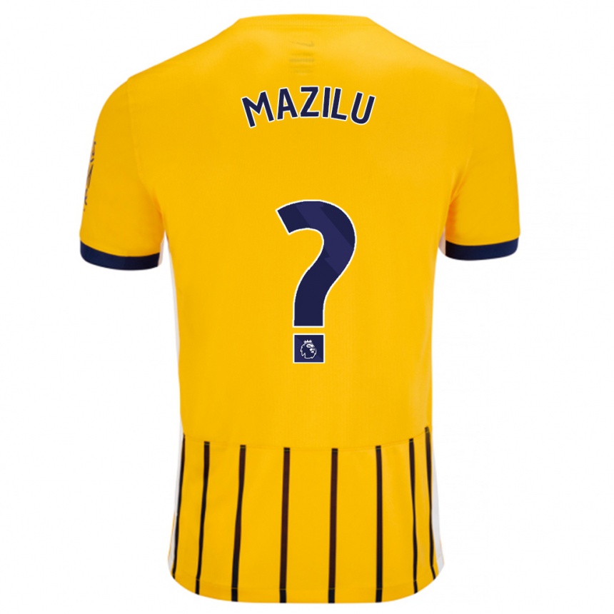 Enfant Football Maillot Adrian Mazilu #0 Doré Bleu À Fines Rayures Tenues Extérieur 2024/25