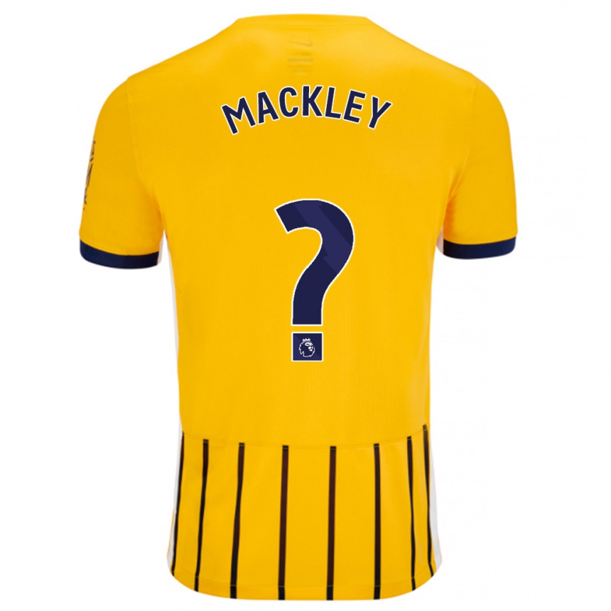 Enfant Football Maillot Callum Mackley #0 Doré Bleu À Fines Rayures Tenues Extérieur 2024/25