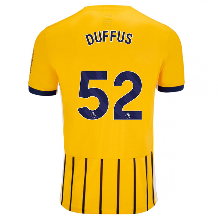 Enfant Football Maillot Josh Duffus #52 Doré Bleu À Fines Rayures Tenues Extérieur 2024/25