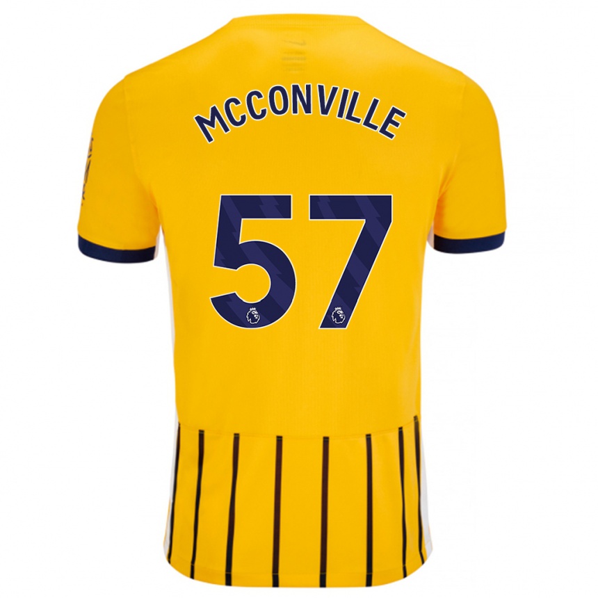 Enfant Football Maillot Ruairi Mcconville #57 Doré Bleu À Fines Rayures Tenues Extérieur 2024/25