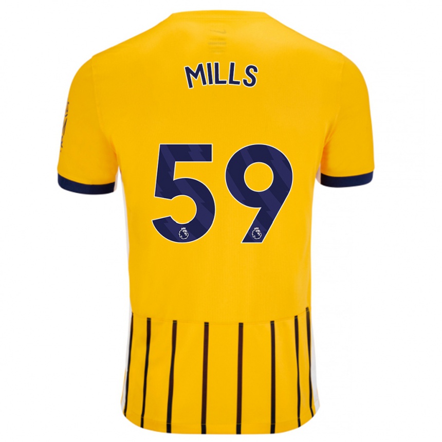 Enfant Football Maillot Harry Mills #59 Doré Bleu À Fines Rayures Tenues Extérieur 2024/25