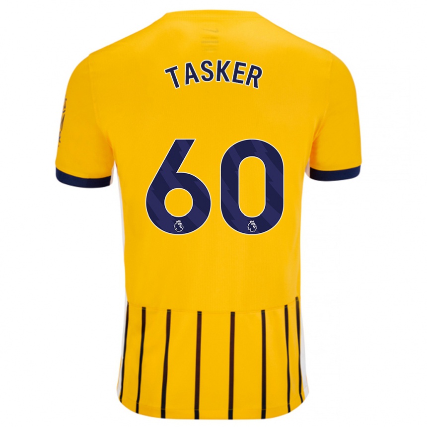 Enfant Football Maillot Charlie Tasker #60 Doré Bleu À Fines Rayures Tenues Extérieur 2024/25