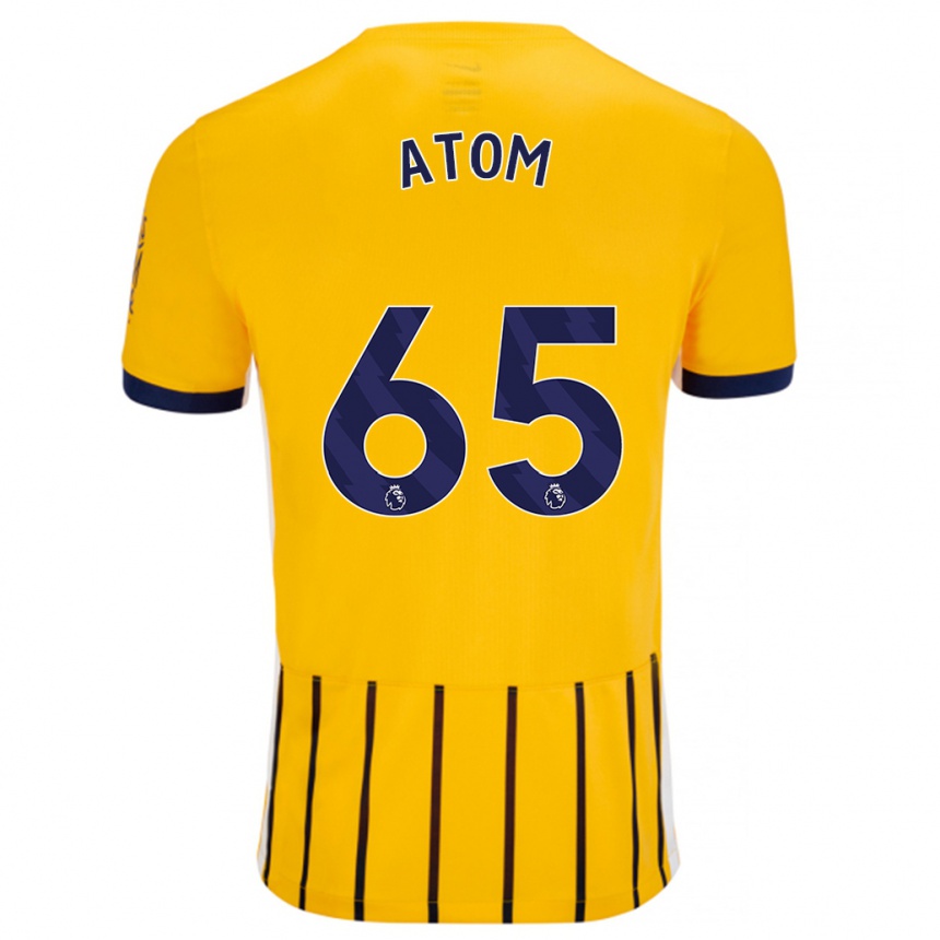 Enfant Football Maillot Noel Atom #65 Doré Bleu À Fines Rayures Tenues Extérieur 2024/25