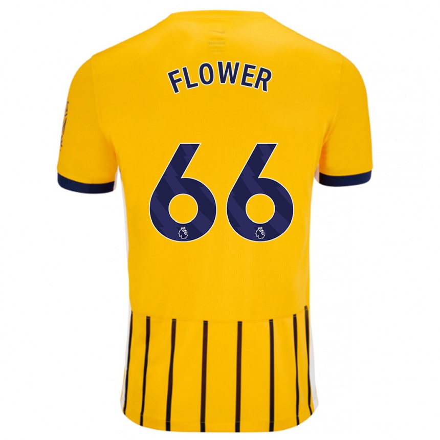 Enfant Football Maillot Louis Flower #66 Doré Bleu À Fines Rayures Tenues Extérieur 2024/25