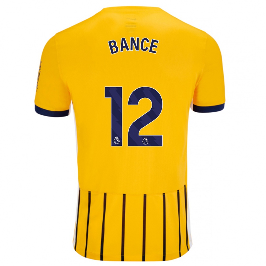 Enfant Football Maillot Libby Bance #12 Doré Bleu À Fines Rayures Tenues Extérieur 2024/25